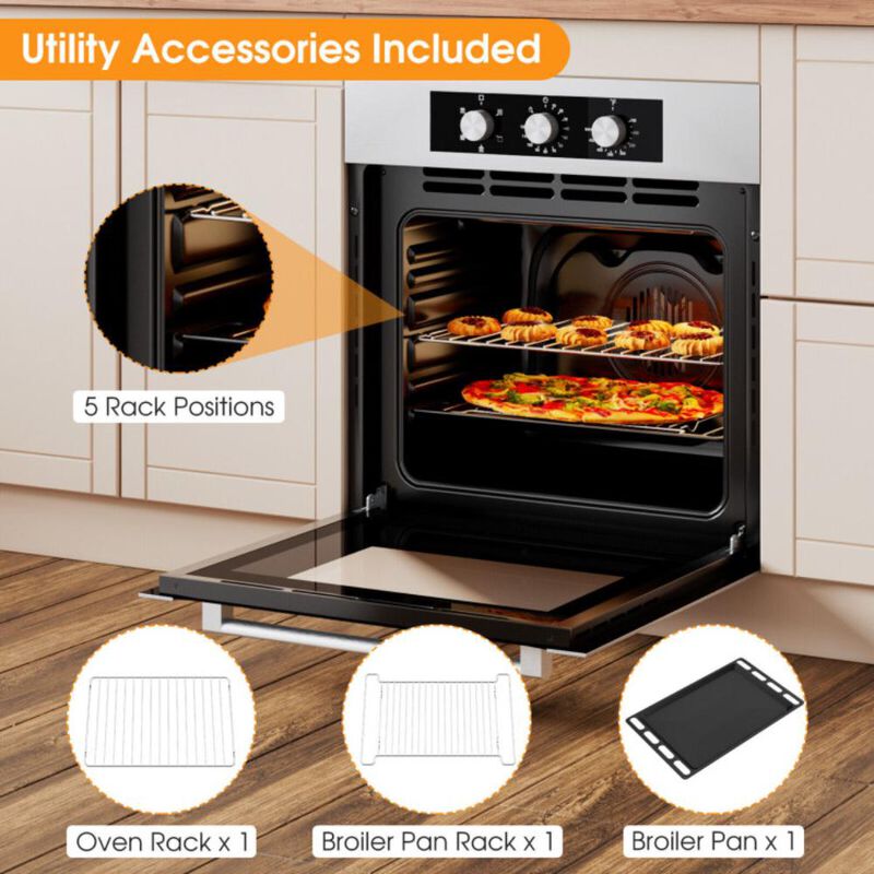 Costway 24 Inch Single Wall Oven 2.47Cu.ft with 5 Cooking Modes