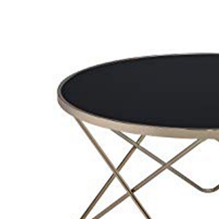 Alluring Coffee Table, Black Glass & Gold-Benzara