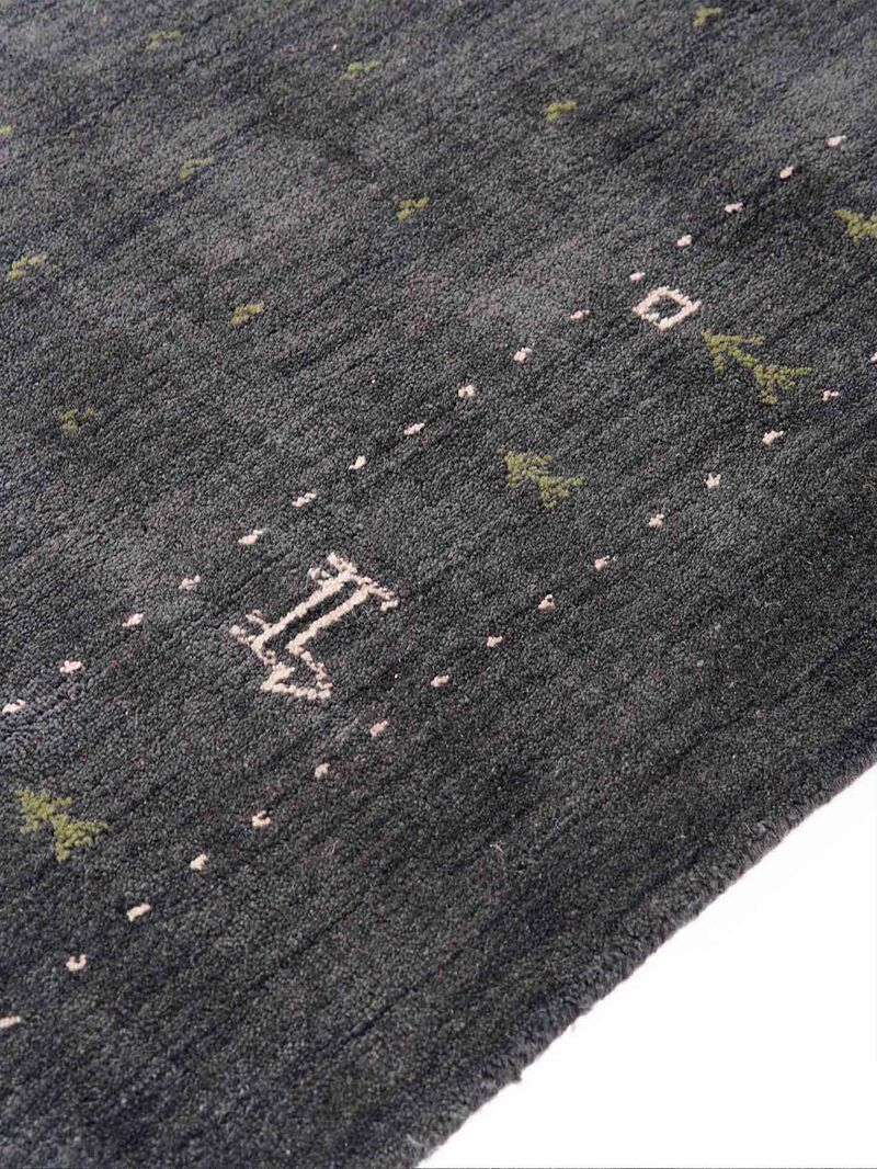RUGSOTIC CARPETS HAND KNOTTED LOOM WOOL ECO-FRIENDLY AREA RUGS  - 5'x8', Rectangle, Charcoal Color, Contemporary Modern Design, High Pile Thick Handmade Anti Skid Rugs for Living Room (L00585)