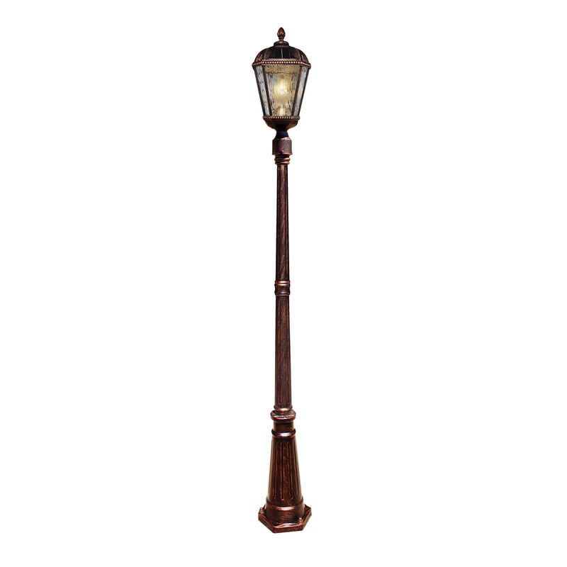 Royal Bulb Solar Lamp Post - w/GS Solar Light Bulb - Single Lamp - Brushed Bronze