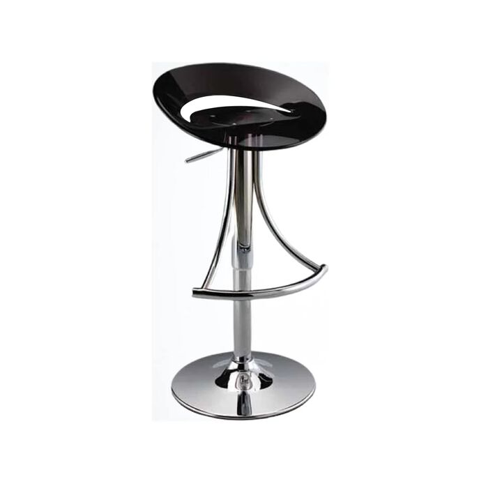Vera 19-29 Inch Counter Height Stool, Round Swivel, Adjustable, Black - Benzara