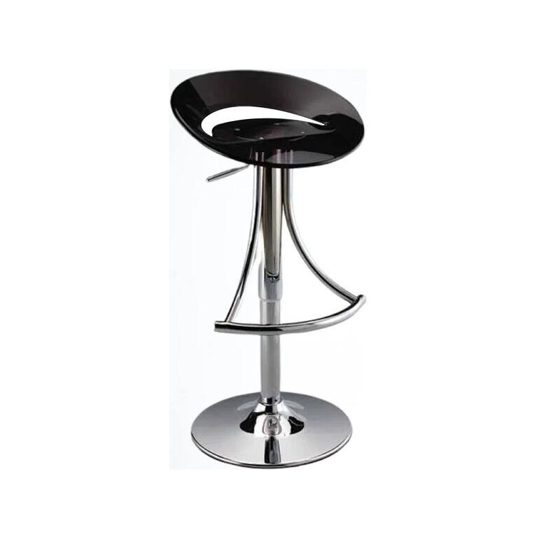 Vera 19-29 Inch Counter Height Stool, Round Swivel, Adjustable, Black - Benzara