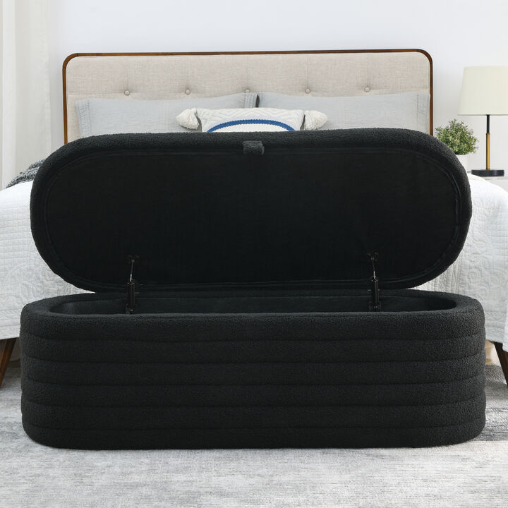Length 45.5 Inchesstorage Ottoman Bench Upholstered Fabric Storage Bench End Of Bed Stool