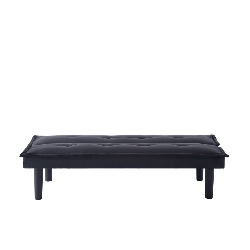 63.2 in. Black Velvet Twin Size Sofa Bed