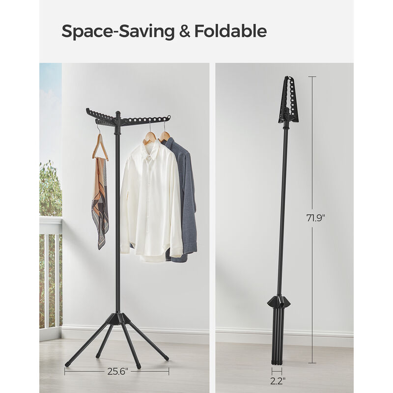 Stainless Steel Clothes Drying Rack with 3 Arms and Foldable Quadripod Frame