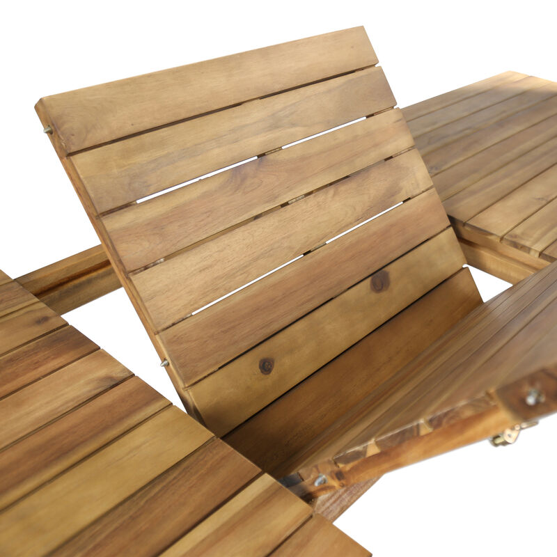 Merax Outdoor Acacia Wood Extendable Dining Table