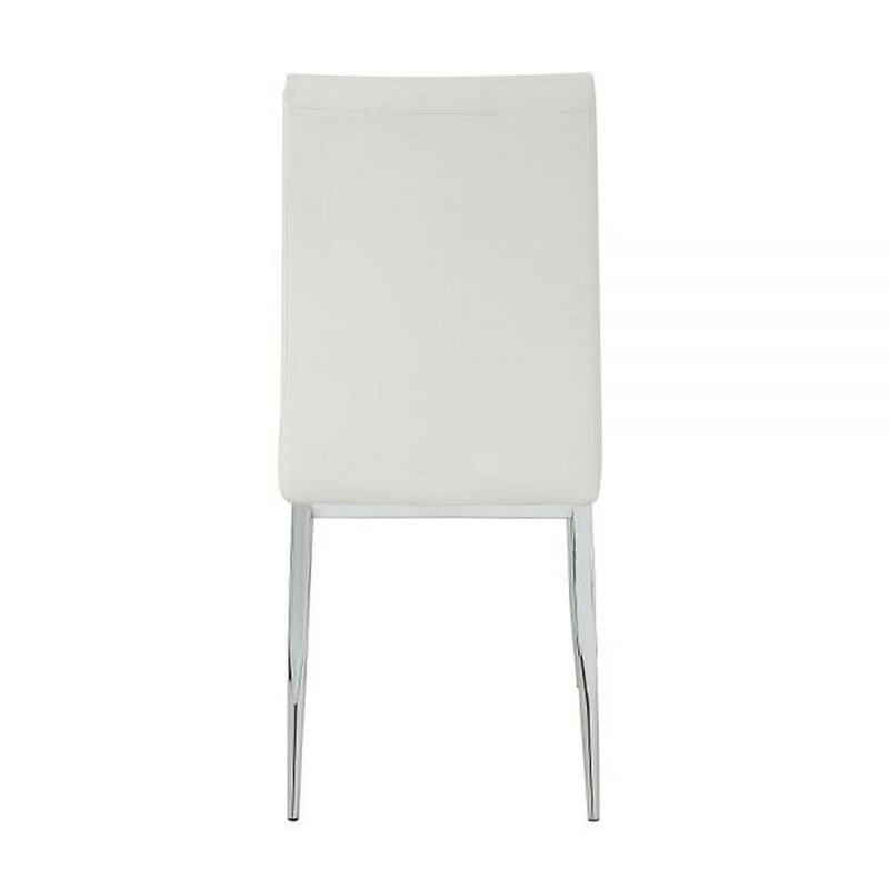 Kami 22 Inch Dining Chair, Set of 2, Tufted Backrest, Beige and Chrome - Benzara