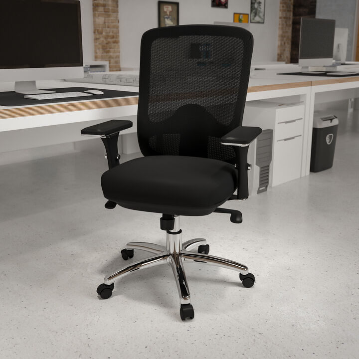 HERCULES Series 24/7 Intensive Use Big & Tall 350 lb. Rated Black Mesh Multifunction Swivel Ergonomic Office Chair