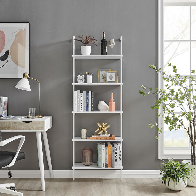 Everett 5-Tier Open Display Stand Wall Mount Modern Metal Frame Ladder Shelf