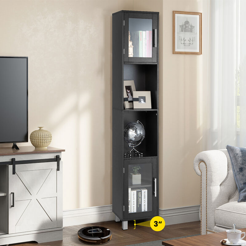 Costway 71'' Tall Tower Bathroom Storage Cabinet Organizer Display Shelves Bedroom Grey