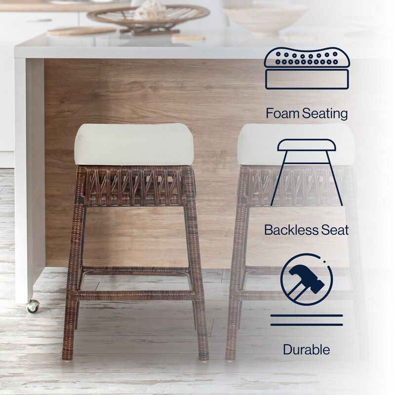 Bali Bohemian Basics Rattan Backless Bar Stool