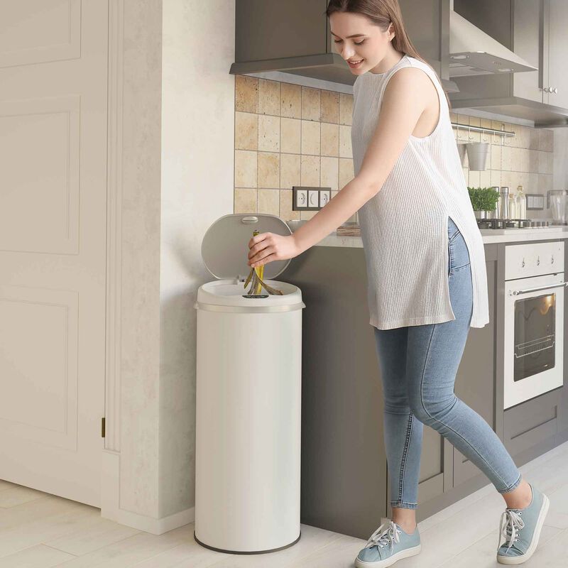 iTouchless 13 Gallon Ivory White Sensor Trash Can