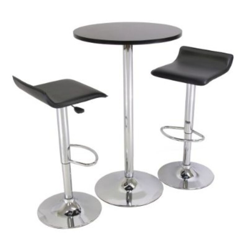 Hivvago Set of 2 Modern Air-Lift Adjustable Bar Stools with Black Seat
