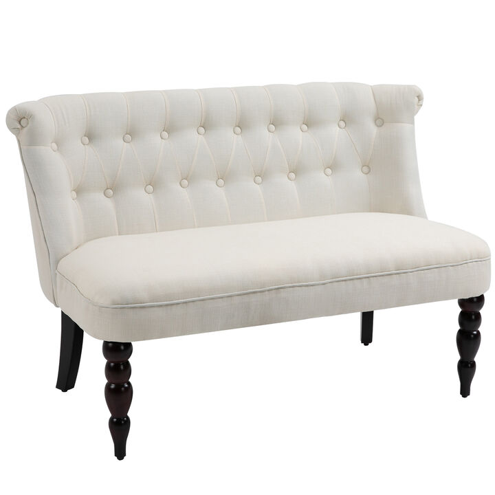 Armless Fabric Loveseat Double Seat Sofa Tufted Upholstery Couch Living Room