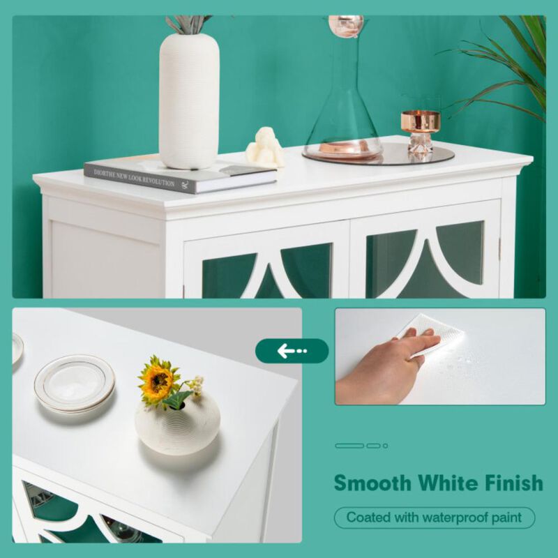 Hivvago Kitchen Buffet Sideboard with Glass Doors and Adjustable Shelf