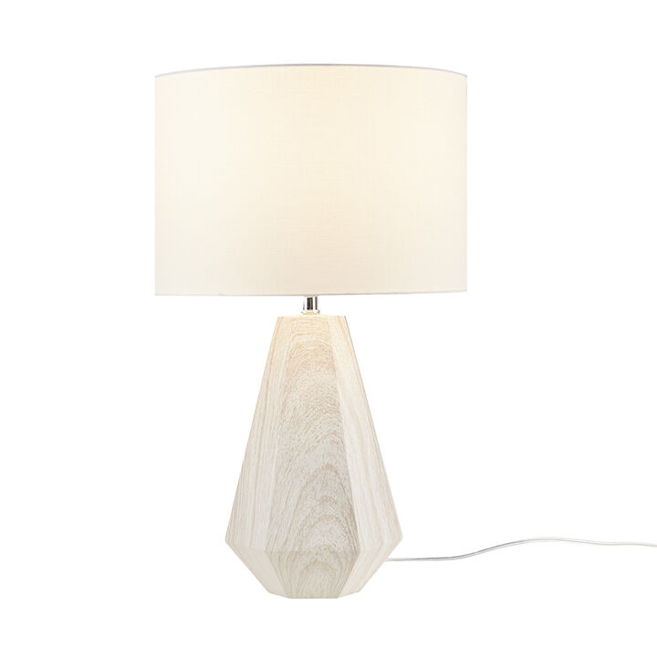 Gracie Mills Janiya 23" Faux Wood Texture Resin Table Lamp