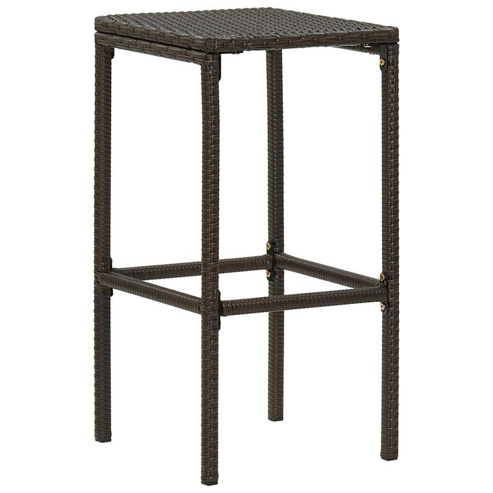 Vian Outdoor Barstool Set of 4, Brown Poly Rattan, Cream Polyester - Benzara