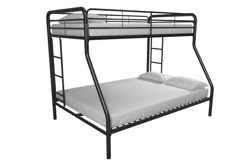 Atwater Living Cassia Twin over Full Metal Bunk Bed with Two Ladders and Safety Railings