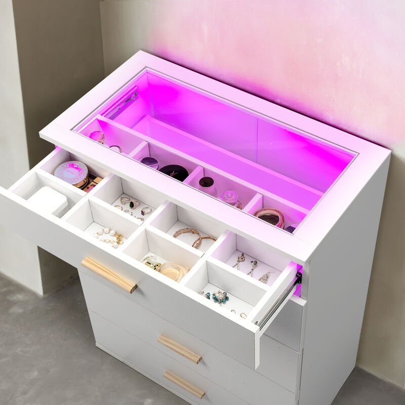 5-Drawer Cabinet with RGB Lights Stylish Storage with LED Lighting for Home or Office