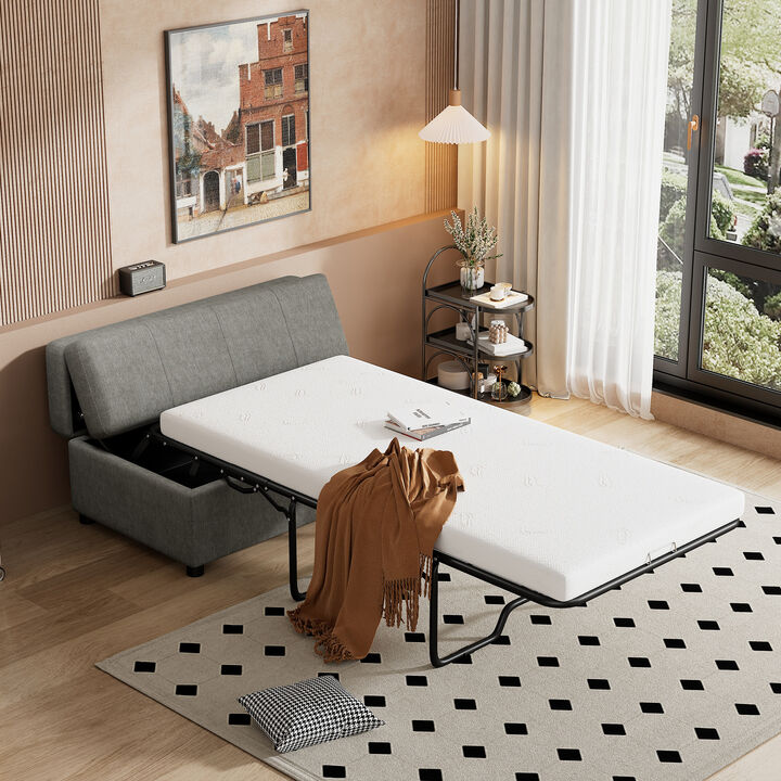 Merax Folding Ottoman Sleeper Sofa Futon with Mattress