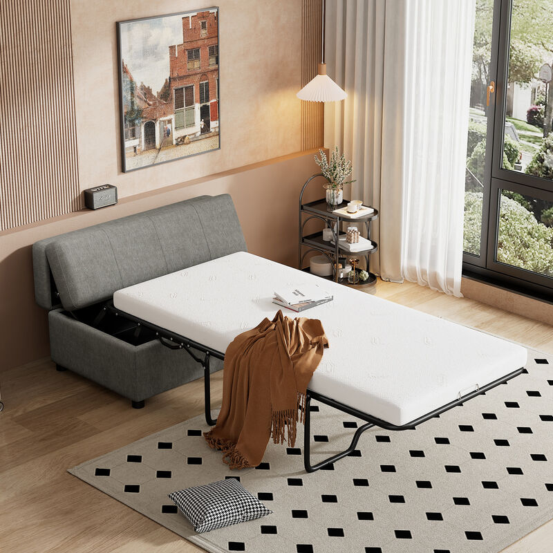 Merax Folding Ottoman Sleeper Sofa Futon with Mattress