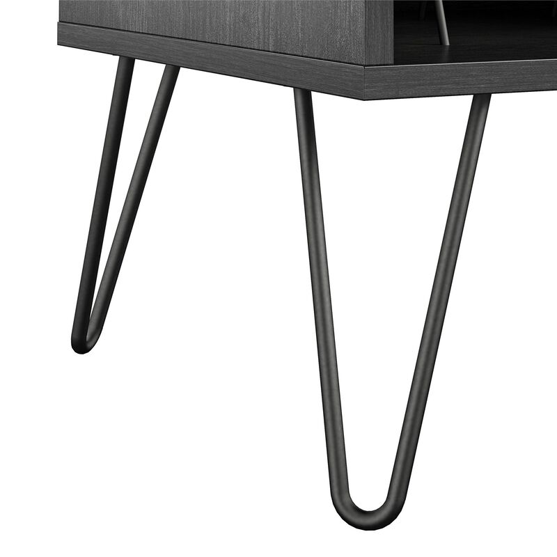Novogratz Concord Turntable Stand with Drawers, Black Oak