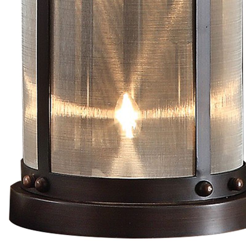 31 Inch Table Lamp, Classic Drum Fabric Shade, Modern Metal Base, Bronze-Benzara