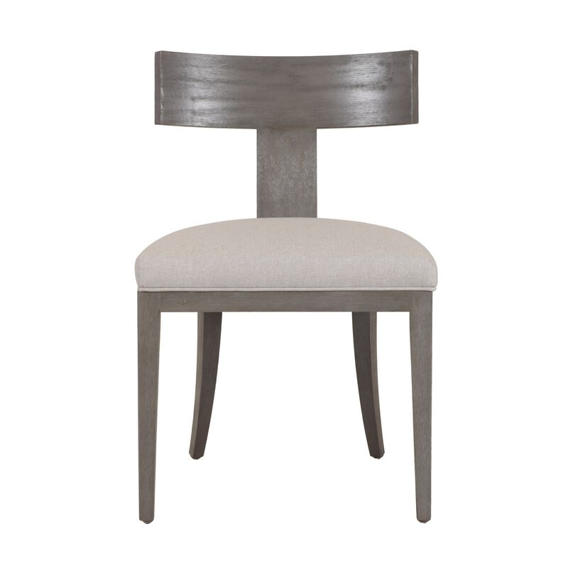 Cid Sten 21 Inch Dining Chair Set of 2, T Shape Back, Beige Linen, Gray - Benzara