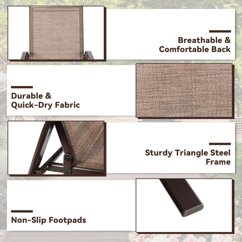 2 Pcs Patio Chairs Outdoor Dining Chair with Armrest