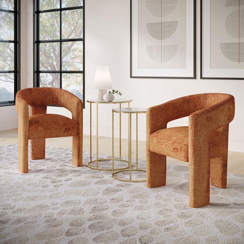 Jofran Modern Luxury Jacquard Fabric Upholstered Sculpture Armchair