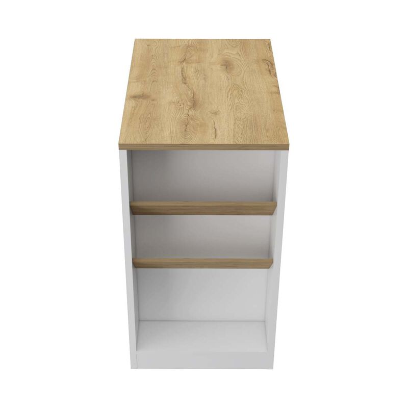 Streamdale Desoto Wine Storage Pedestal Kitchen Island White And Macadamia