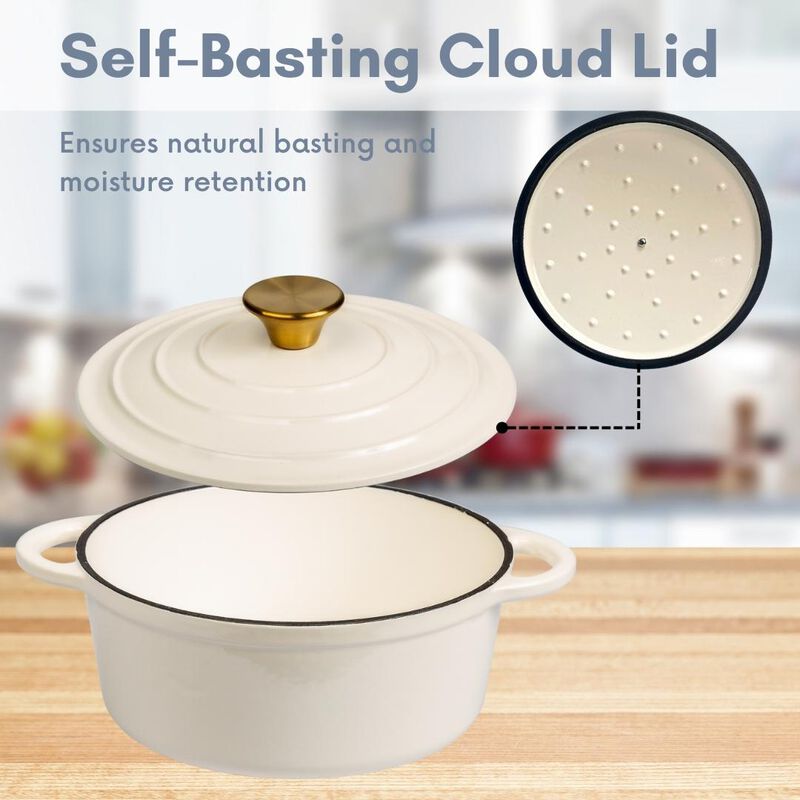 2.8 Quart Enameled Cast Iron Round Dutch Oven in Cream