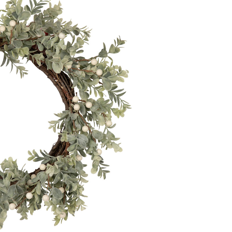 White Berry and Eucalyptus Christmas Wreath  18-Inch  Unlit