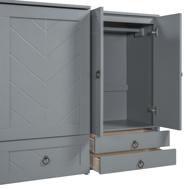 Merax Murphy Bed with USB Port and Wardrobe