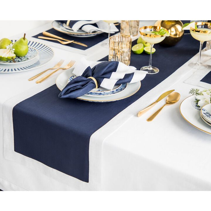 Solino Home 100% Pure Linen Table Runner | Festive Edge for Thanksgiving, Christmas