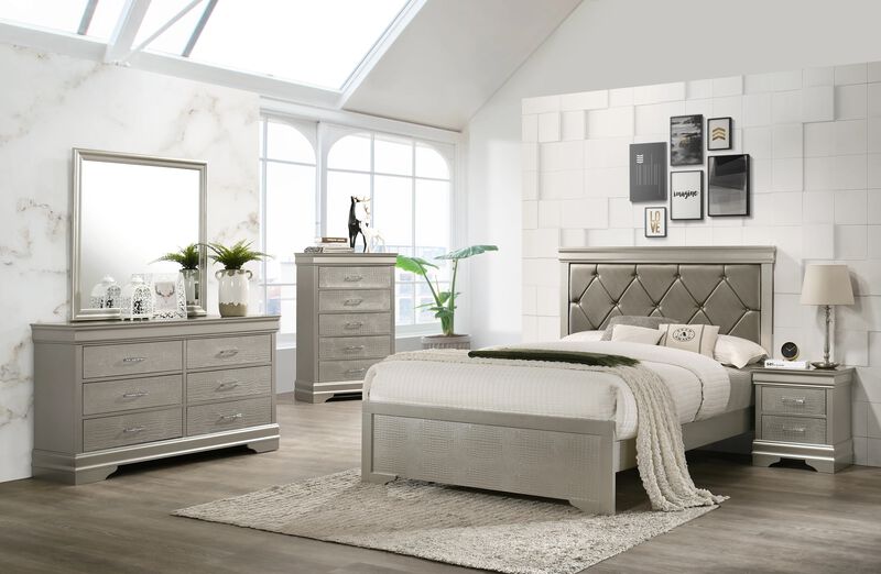Streamdale Champagne Diamond-Tuft Nightstand