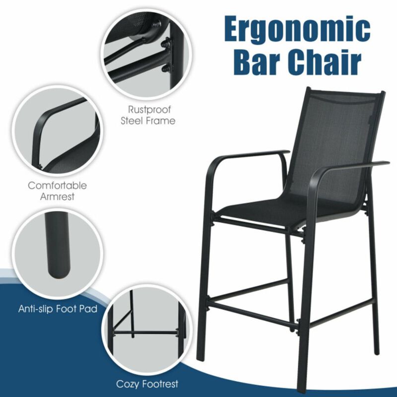 Hivvago 3 Pieces Outdoor Patio Bar Table Stool Set