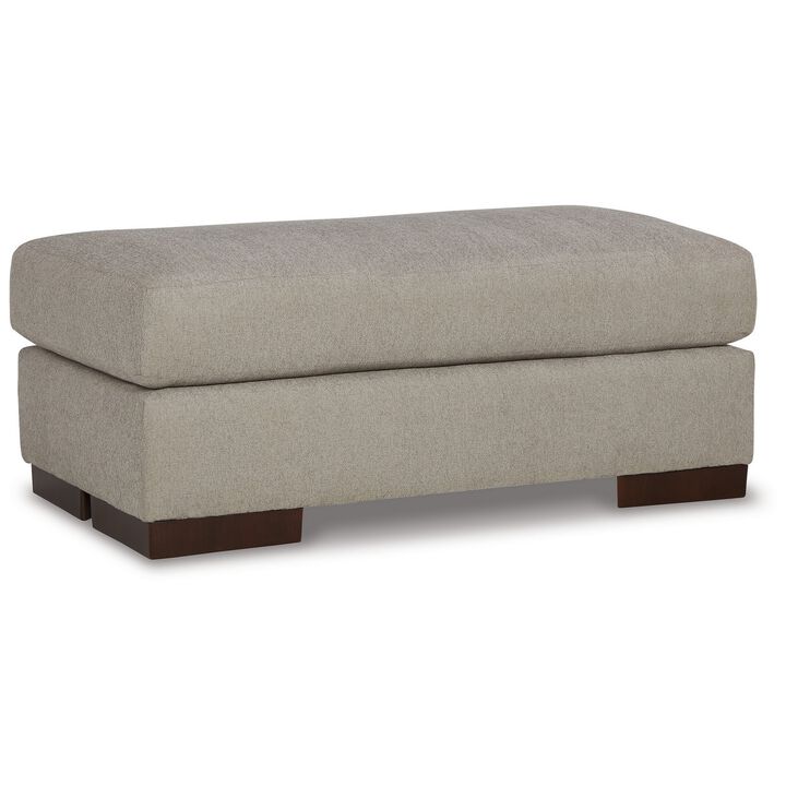 Magg 44 Inch Ottoman, Low Profile Block Feet, Gray Polyester Upholstery - Benzara