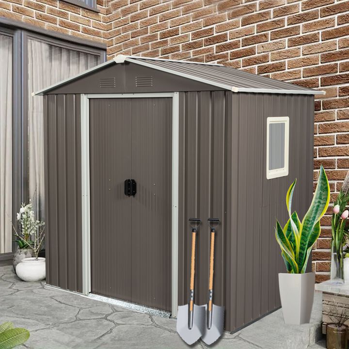 MONDAWE 6ft x 5ft Outdoor Metal Storage Shed Waterproof Shed With window