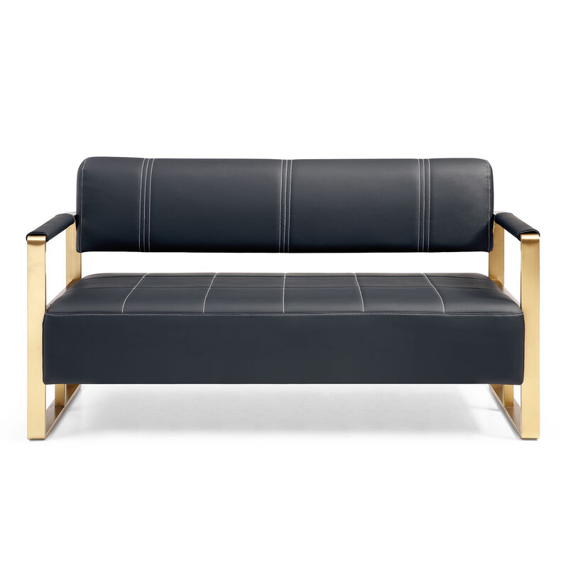 57.9" Width Modern Upholstery Faux Bonded Leather Loveseat Sofa