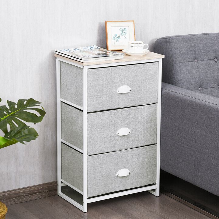 Nightstand Side Table Storage Tower Dresser Chest with 3 Drawers
