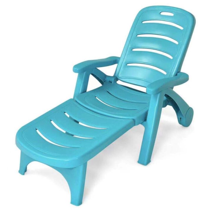 Hivvago 5 Position Adjustable Folding Lounger Chaise Chair on Wheels