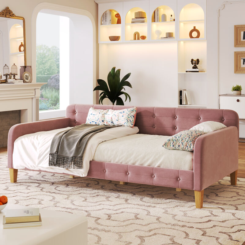 Merax Modern Upholstered Daybed with 4 Support Legs
