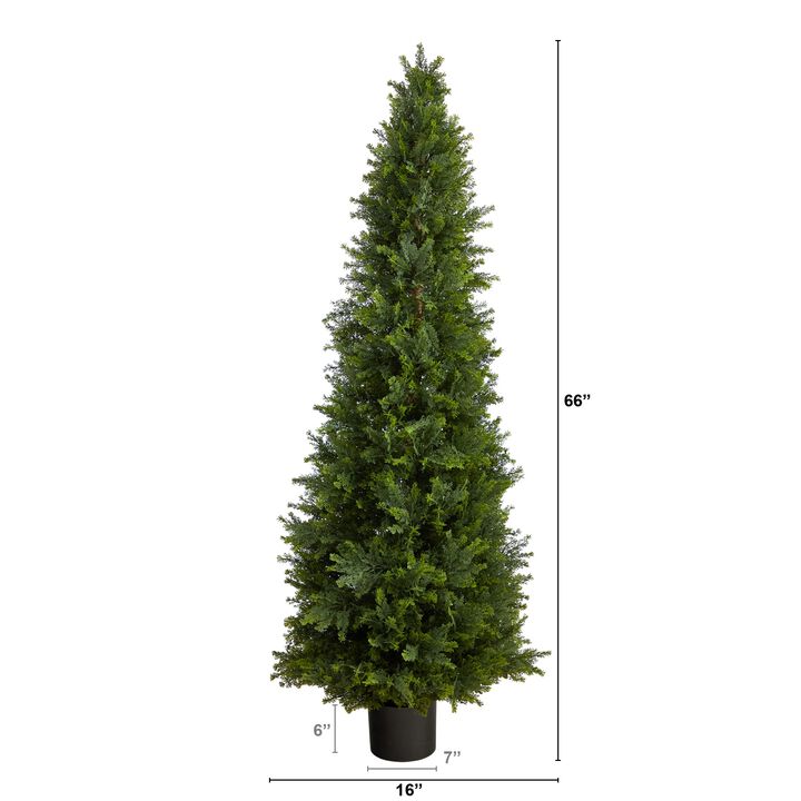 Hivvago 5.5 Feet Cypress Cone Topiary Artificial Tree UV Resistant (Indoor/Outdoor)