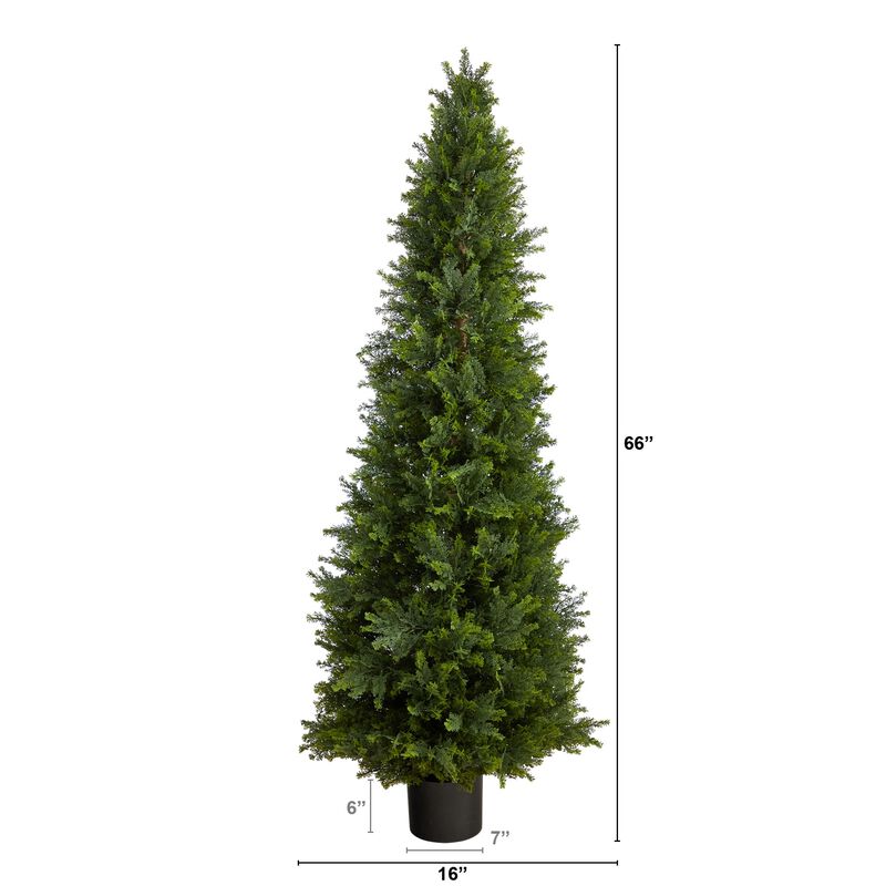 Hivvago 5.5 Feet Cypress Cone Topiary Artificial Tree UV Resistant (Indoor/Outdoor)