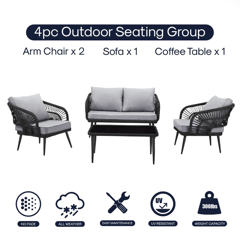 Inspired Home Arsema  Outdoor 4pc Seating Group