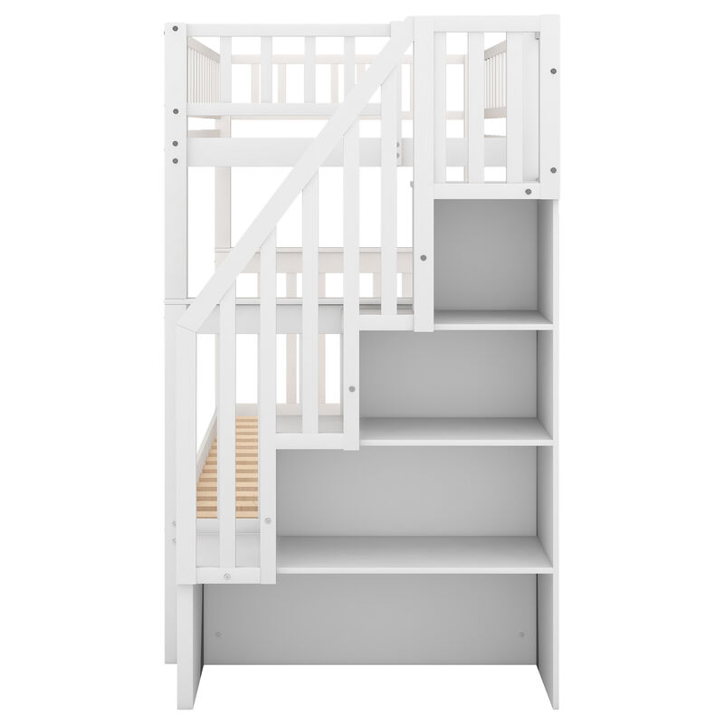 Merax Solid Bunk Bed with Trundle and Storage