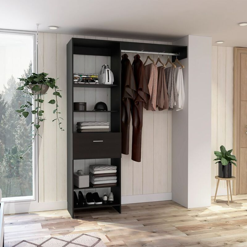 150 Closet System British, Bedroom, Black