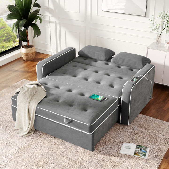 Merax Pull Out Sleeper Sofa Bed with Dual USB Charging Port