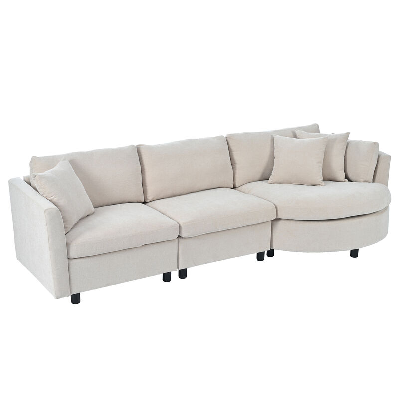 Merax Modern Fabric Sofa with Three Pillows